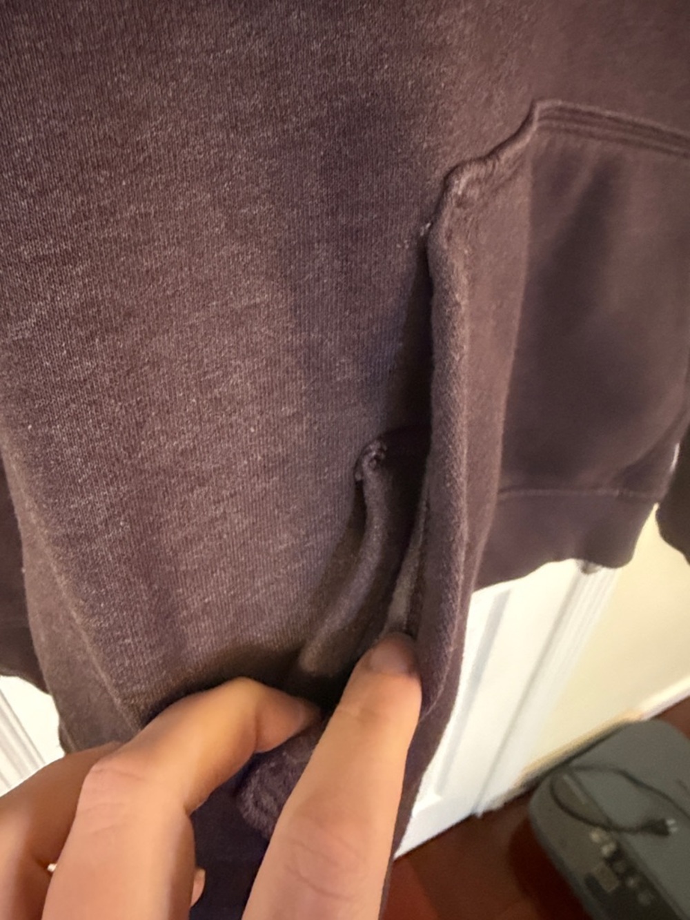 Carhartt women’s Hoodie in Deep Plum with Tan Logo - Picture 5 of 7